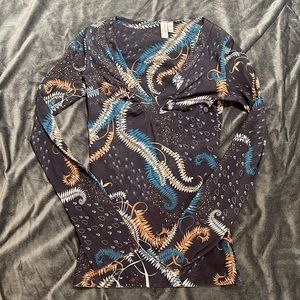 Vintage Sweet Pea Sheer Paisley Long Sleeve Size Medium